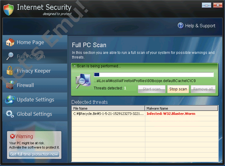 【偽セキュリティソフト・偽ウイルス対策ソフト感染】 「ウイルス脅威」が大量検出される英語のインチキシーンがバン!!! Security Warning! Malicious program has been detected. 悲鳴 FIREWALL WARNING Hidden file transfer to remote host has been detected. Block attack Allow